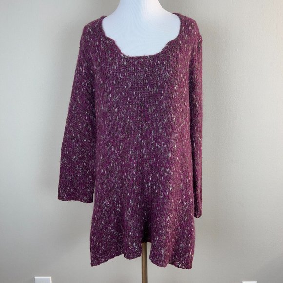 Tricots Jean Marc Sweaters - Tricots Jean Marc Tunic‎ Sweater M Purple Open Knit Wool Mohair Blend Womens